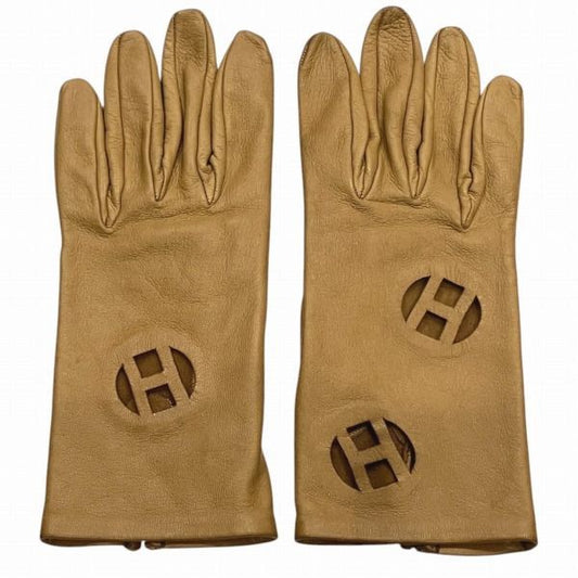 Hermes H Logo Punching Leather Gloves Brand Accessories Gloves Ladies