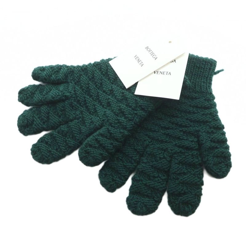 Bottega Veneta Gloves Wool Tag Gloves Logo S Green 670163 V10k0 • GY11 MQ