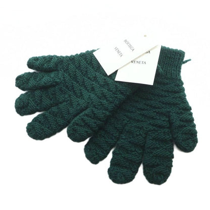 Bottega Veneta Gloves Wool Tag Gloves Logo S Green 670163 V10k0 • GY11 MQ