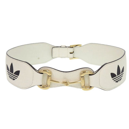 Gucci Adidas Horsebit 625854 Leather White Belt White 0608 Gucci