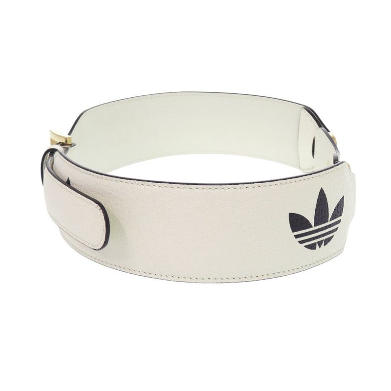 Gucci Adidas Horsebit 625854 Leather White Belt White 0608 Gucci