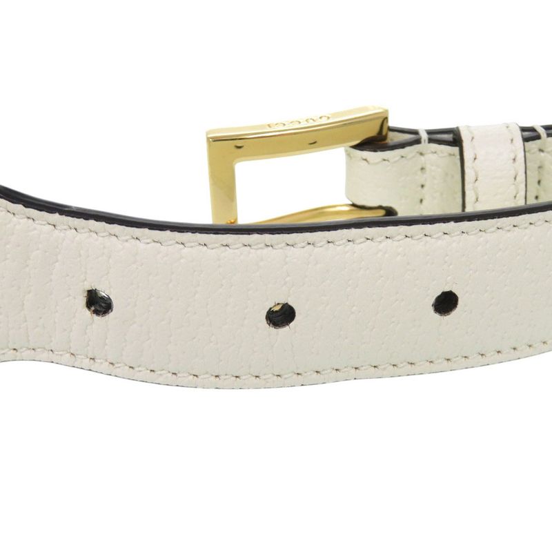 Gucci Adidas Horsebit 625854 Leather White Belt White 0608 Gucci