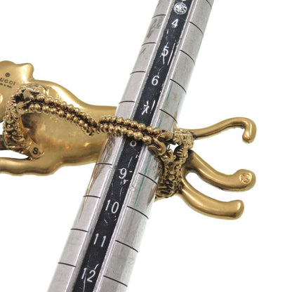 Gucci Double Finger Ring Panther Metal Rhinestone Gold 1001