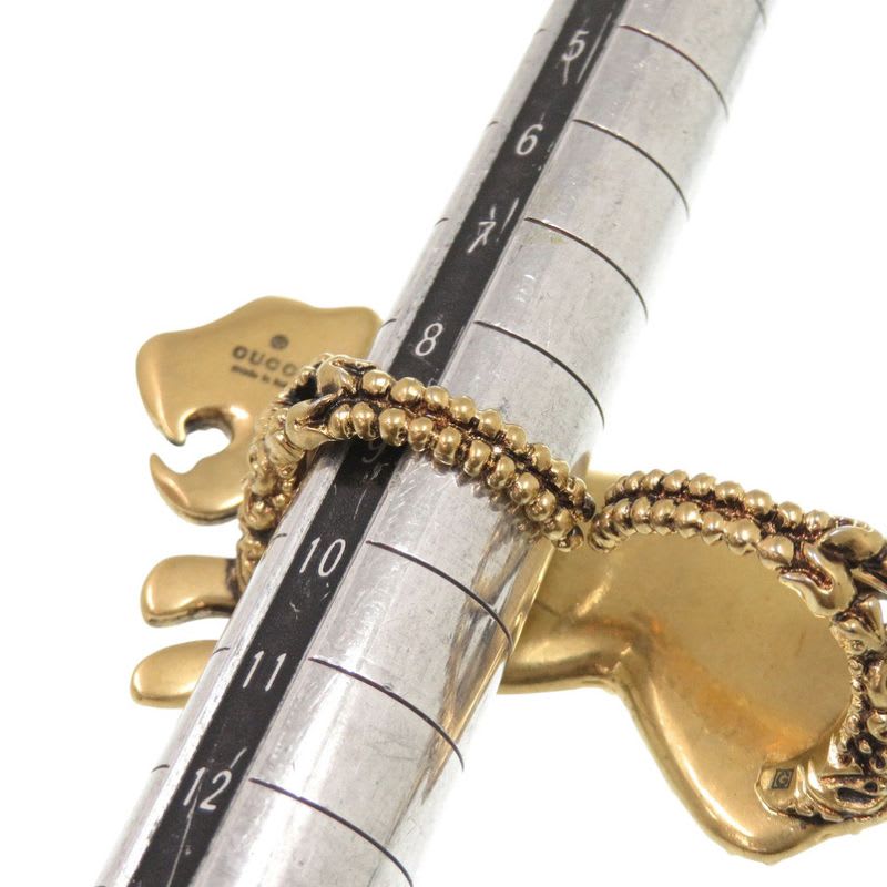 Gucci Double Finger Ring Panther Metal Rhinestone Gold 1001