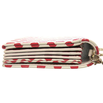 Christian Dior Card Holder Polka Dot Chain Dioramour 33 Ma0260 Leather Ivory