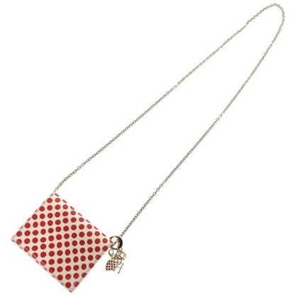 Christian Dior Card Holder Polka Dot Chain Dioramour 33 Ma0260 Leather Ivory