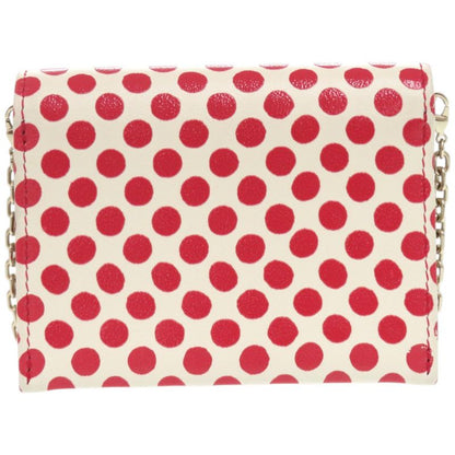 Christian Dior Card Holder Polka Dot Chain Dioramour 33 Ma0260 Leather Ivory