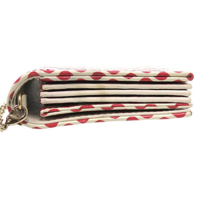 Christian Dior Card Holder Polka Dot Chain Dioramour 33 Ma0260 Leather Ivory