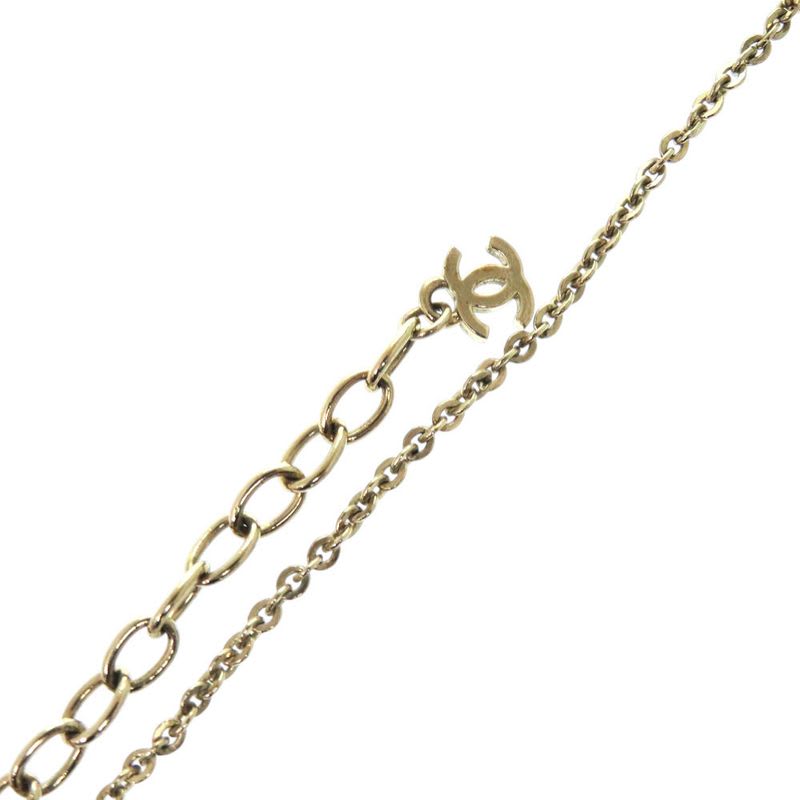 Chanel Cocomark Mirror Ball Metal Rhinestone Red Necklace 0463