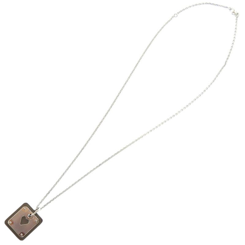 Hermes As de Coeur Ace Of Hearts Leather Metal Brown Necklace