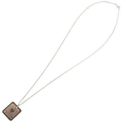 Hermes As de Coeur Ace Of Hearts Leather Metal Brown Necklace