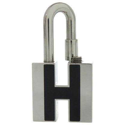 Hermes Charm Cadena H Motif Metal Silver Black Key Holder 1229