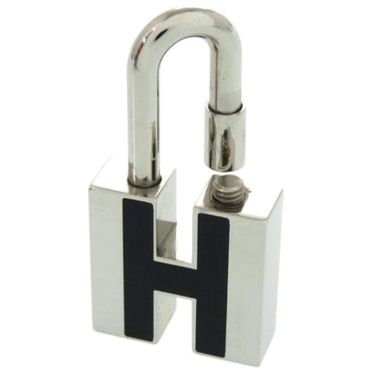Hermes Charm Cadena H Motif Metal Silver Black Key Holder 1229