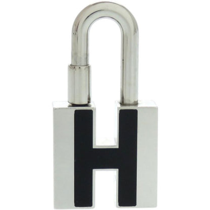 Hermes Charm Cadena H Motif Metal Silver Black Key Holder 1229