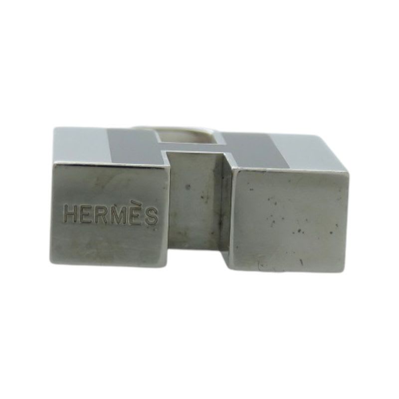 Hermes Charm Cadena H Motif Metal Silver Black Key Holder 1229