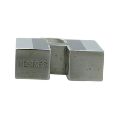 Hermes Charm Cadena H Motif Metal Silver Black Key Holder 1229