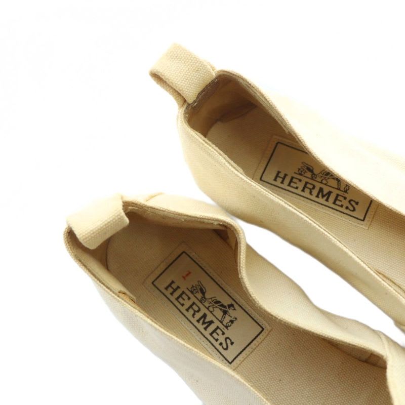 Hermes Espadrilles Slip-on Canvas Logo Star 36 23-23.5 cm Beige GY11