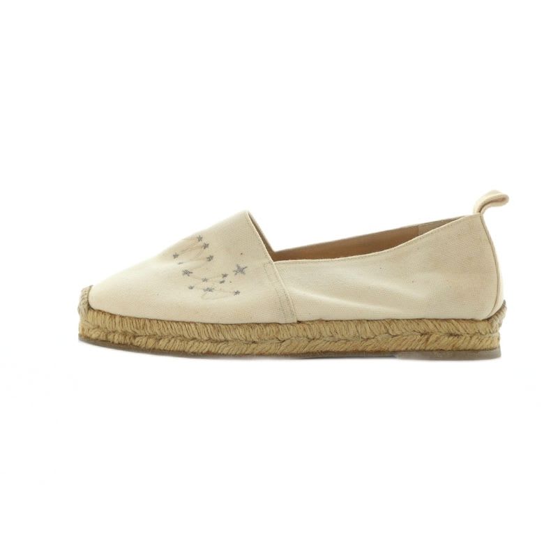 Hermes Espadrilles Slip-on Canvas Logo Star 36 23-23.5 cm Beige GY11