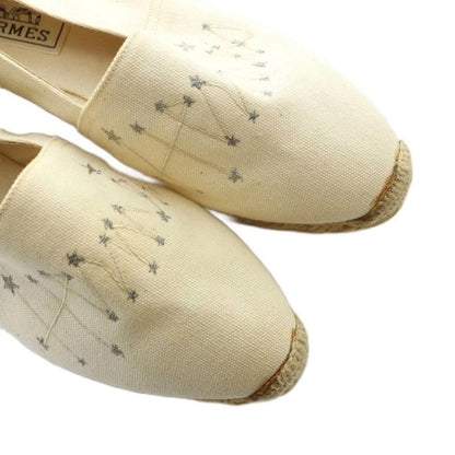Hermes Espadrilles Slip-on Canvas Logo Star 36 23-23.5 cm Beige GY11