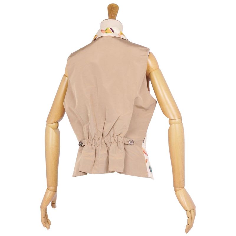 Hermes Vest Gilet Zip Up All Over Pattern Silk Vintage