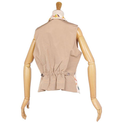 Hermes Vest Gilet Zip Up All Over Pattern Silk Vintage