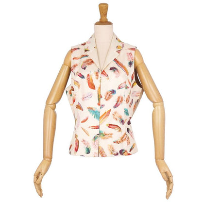 Hermes Vest Gilet Zip Up All Over Pattern Silk Vintage
