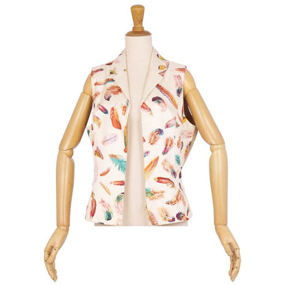 Hermes Vest Gilet Zip Up All Over Pattern Silk Vintage