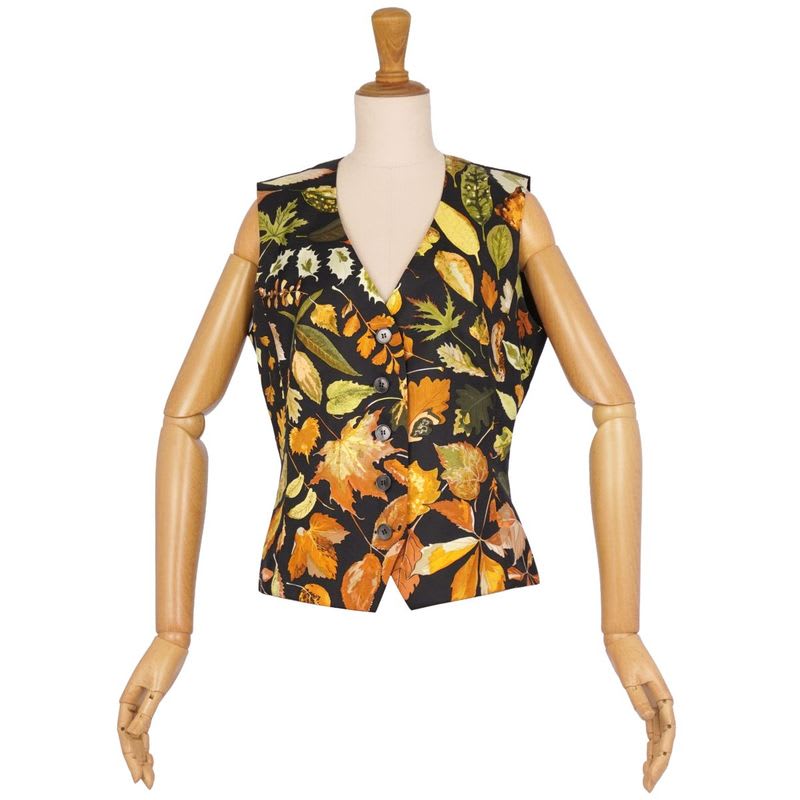 Hermes Vest Margiela Period Gilet All-over Pattern Silk Top
