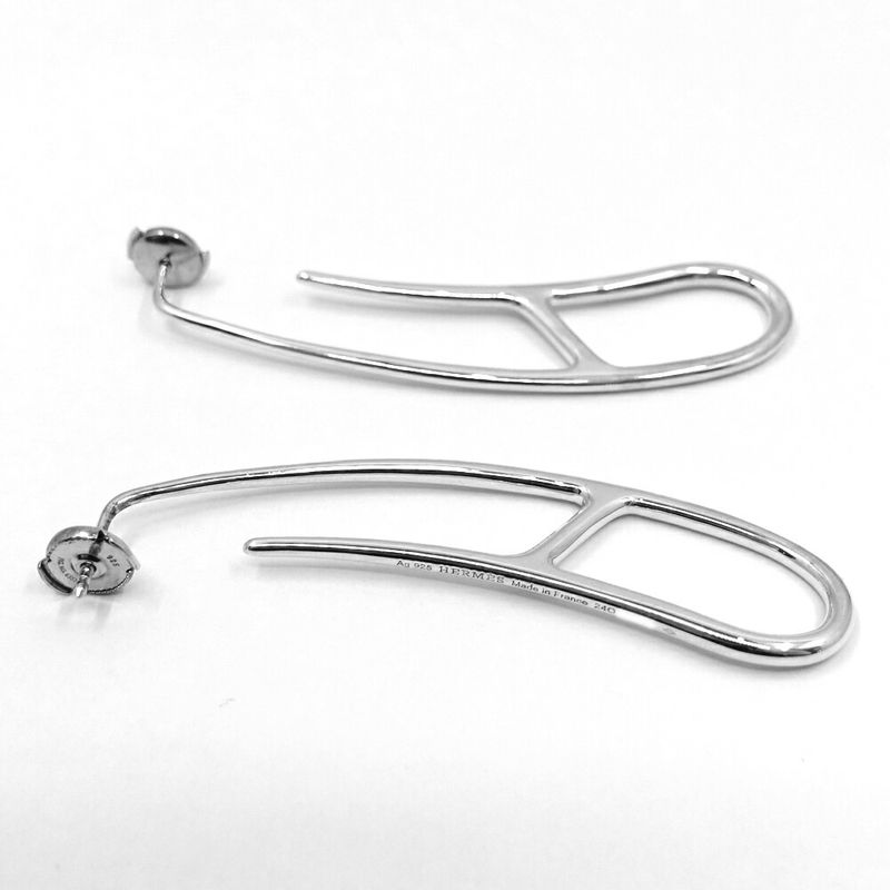Hermes Chaine D'ancre Punk Earrings Ag925 SV Silver - Pair Women's
