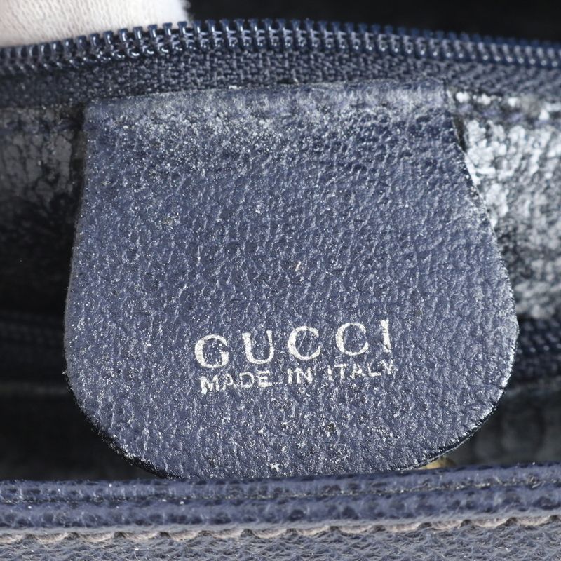 Vintage Old Gucci Bamboo Diana 002 1186 0260 Leather Tote Bag Hand Navy Ladies