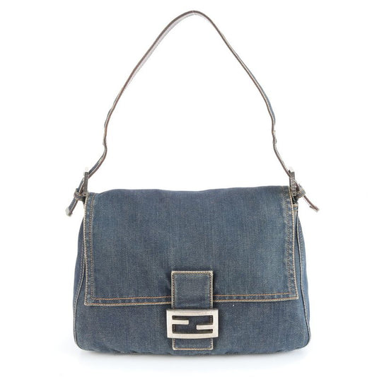 Fendi Denim Mamma Baguette Leather Shoulder Bag Shoulder One Shoulder Tote Hand