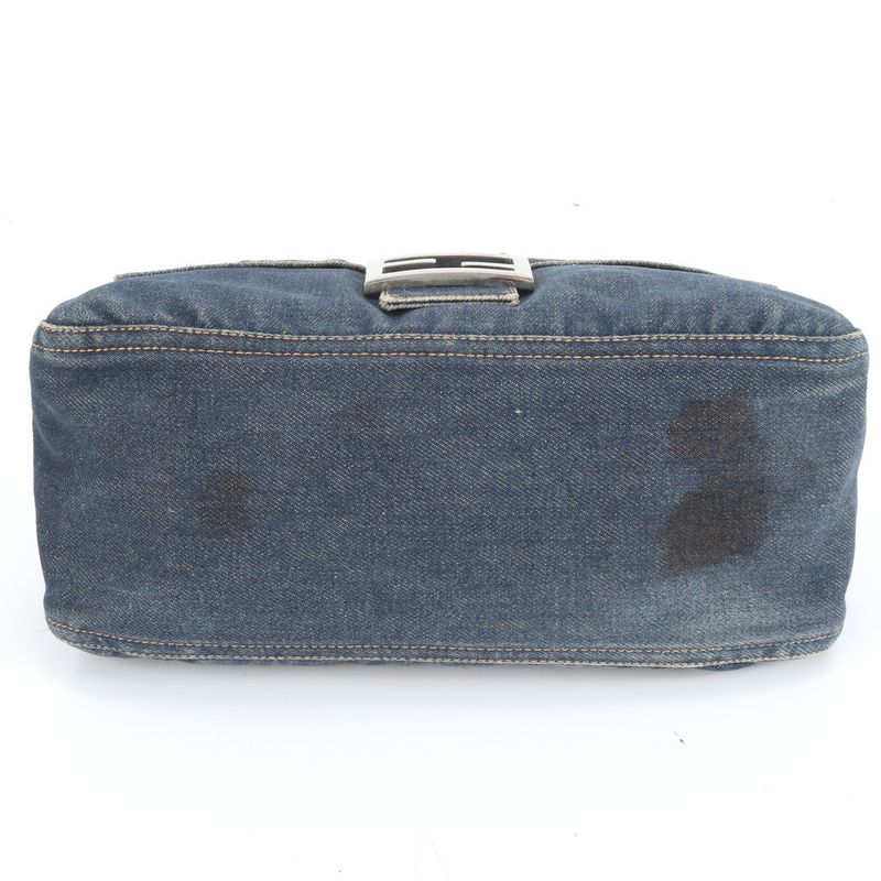 Fendi Denim Mamma Baguette Leather Shoulder Bag Shoulder One Shoulder Tote Hand