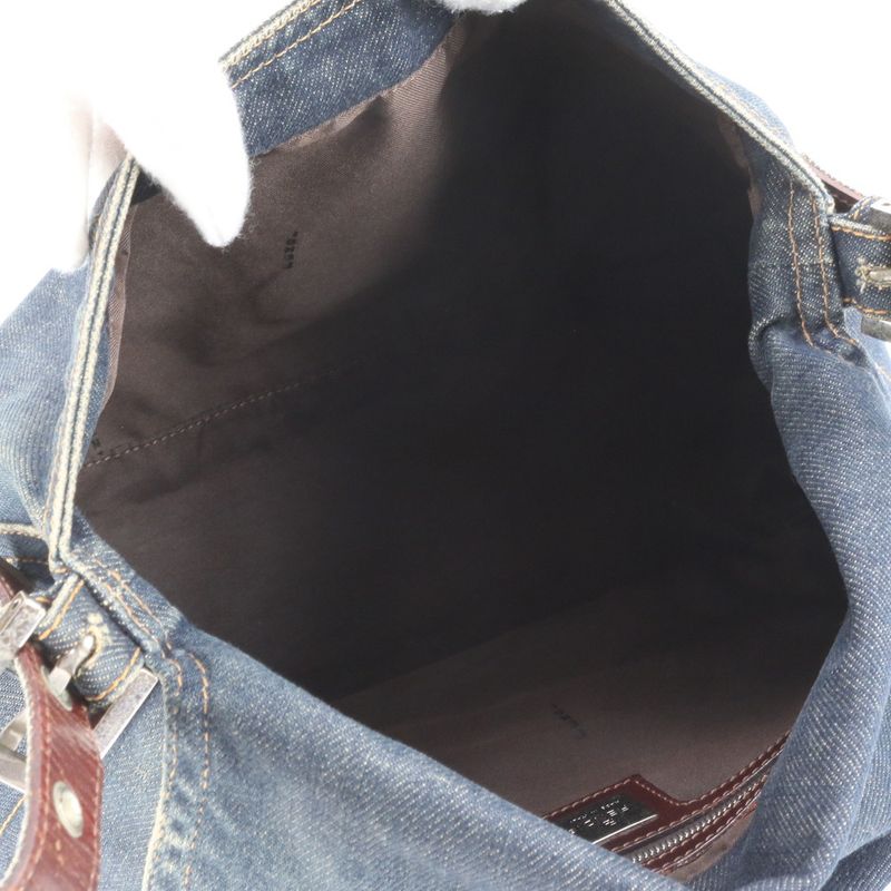 Fendi Denim Mamma Baguette Leather Shoulder Bag Shoulder One Shoulder Tote Hand