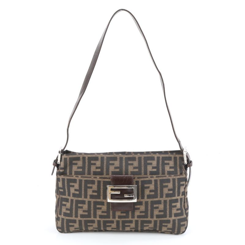 Fendi Zucca Mamma Baguette 26566 Leather Shoulder Bag Shoulder One Shoulder
