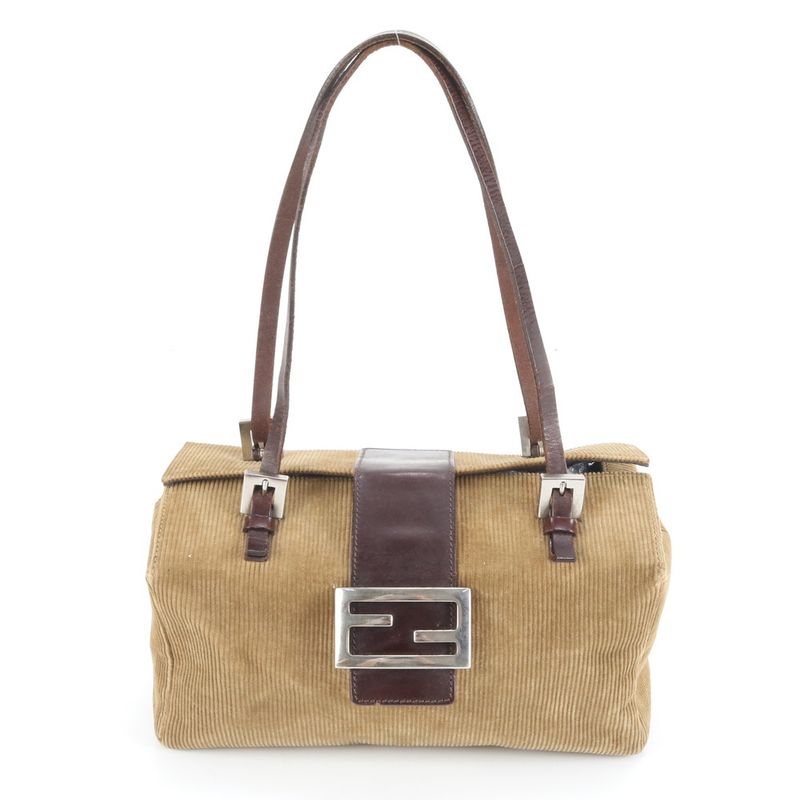 Fendi Mamma Baguette Bucket Leather Tote Bag Shoulder Hand Brown Women's EEE