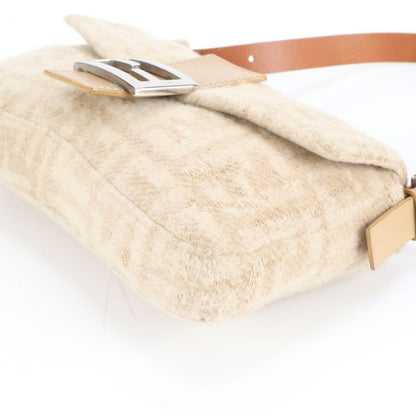 Fendi Zucca Mamma Baguette 26424 Leather Shoulder Bag One Shoulder Beige Ladies