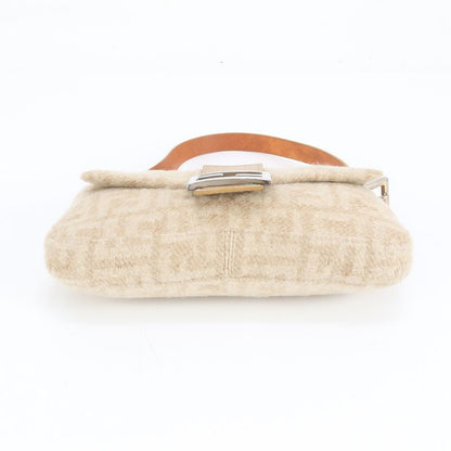 Fendi Zucca Mamma Baguette 26424 Leather Shoulder Bag One Shoulder Beige Ladies