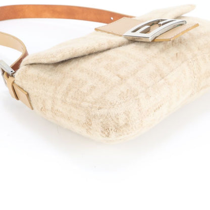 Fendi Zucca Mamma Baguette 26424 Leather Shoulder Bag One Shoulder Beige Ladies