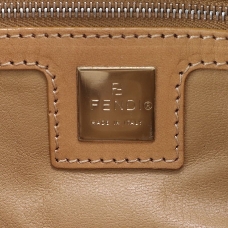 Fendi Zucca Mamma Baguette 26424 Leather Shoulder Bag One Shoulder Beige Ladies