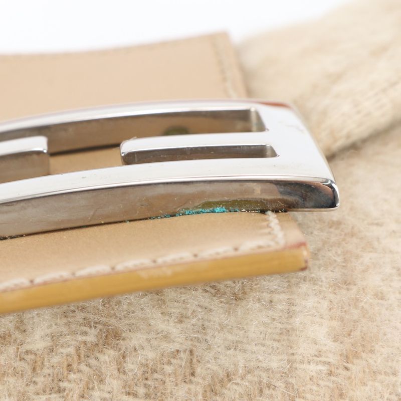 Fendi Zucca Mamma Baguette 26424 Leather Shoulder Bag One Shoulder Beige Ladies