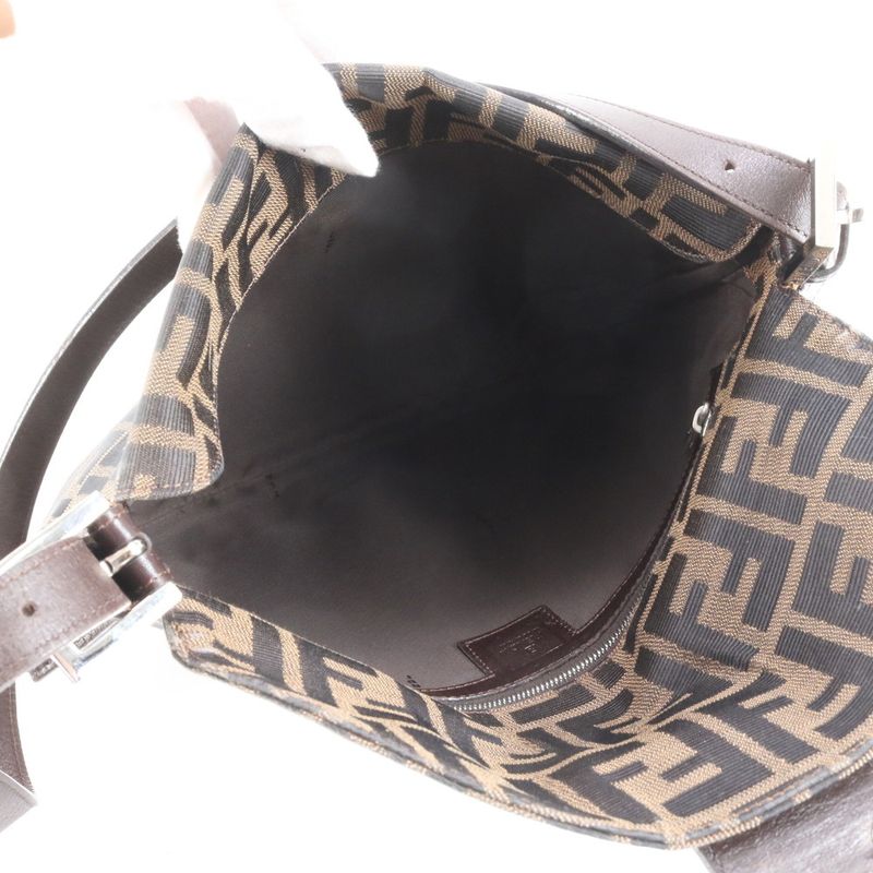 Fendi Zucca Mamma Baguette Leather Shoulder Bag One Shoulder Genuine Leather