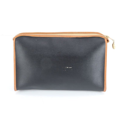 Vintage Christian Dior Leather Clutch Bag Hand Second Pouch Black Women's EEE