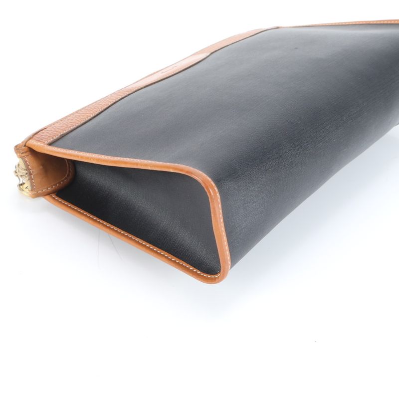 Vintage Christian Dior Leather Clutch Bag Hand Second Pouch Black Women's EEE