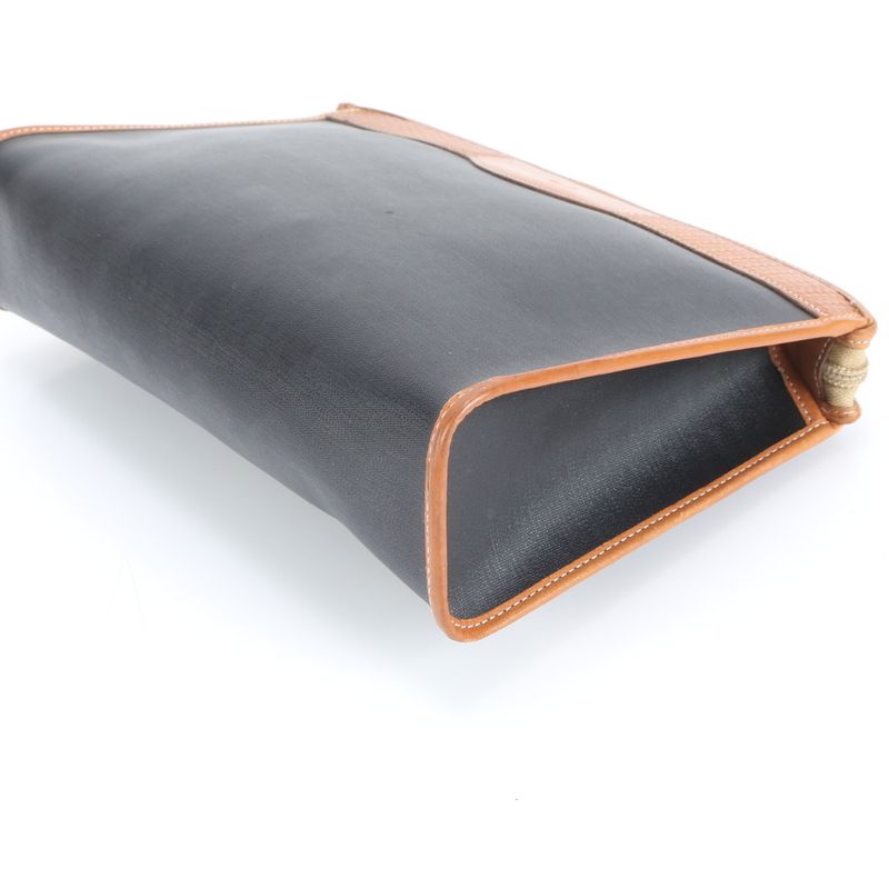 Vintage Christian Dior Leather Clutch Bag Hand Second Pouch Black Women's EEE