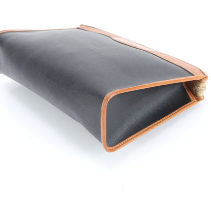 Vintage Christian Dior Leather Clutch Bag Hand Second Pouch Black Women's EEE