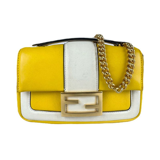 Fendi Shoulder Bag Mini Bicolor Nappa Apollo Chain Baguette 8bs045-acne