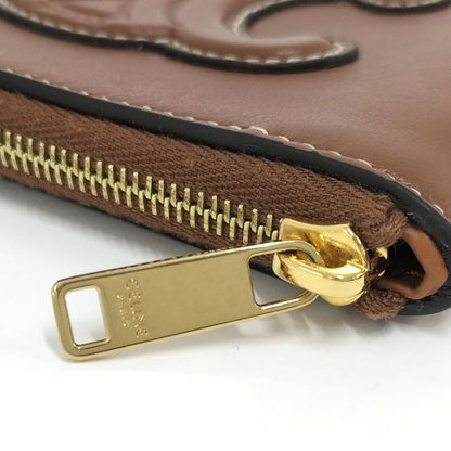 Celine Coin Case Triomphe Leather Brown