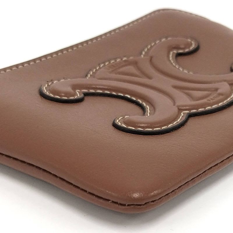 Celine Coin Case Triomphe Leather Brown