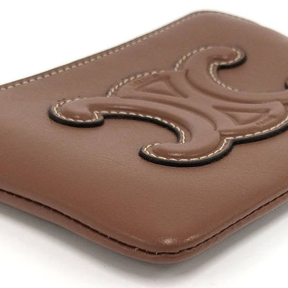 Celine Coin Case Triomphe Leather Brown