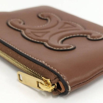 Celine Coin Case Triomphe Leather Brown
